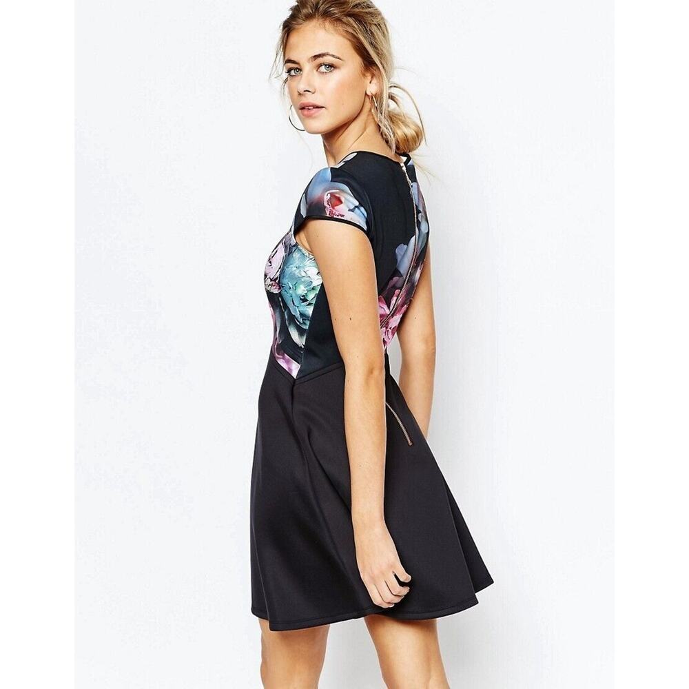 Ted Baker Skater Dress in Ethereal Posie Floral Scuba-Like Mini Dress Size 0 - Picture 10 of 16